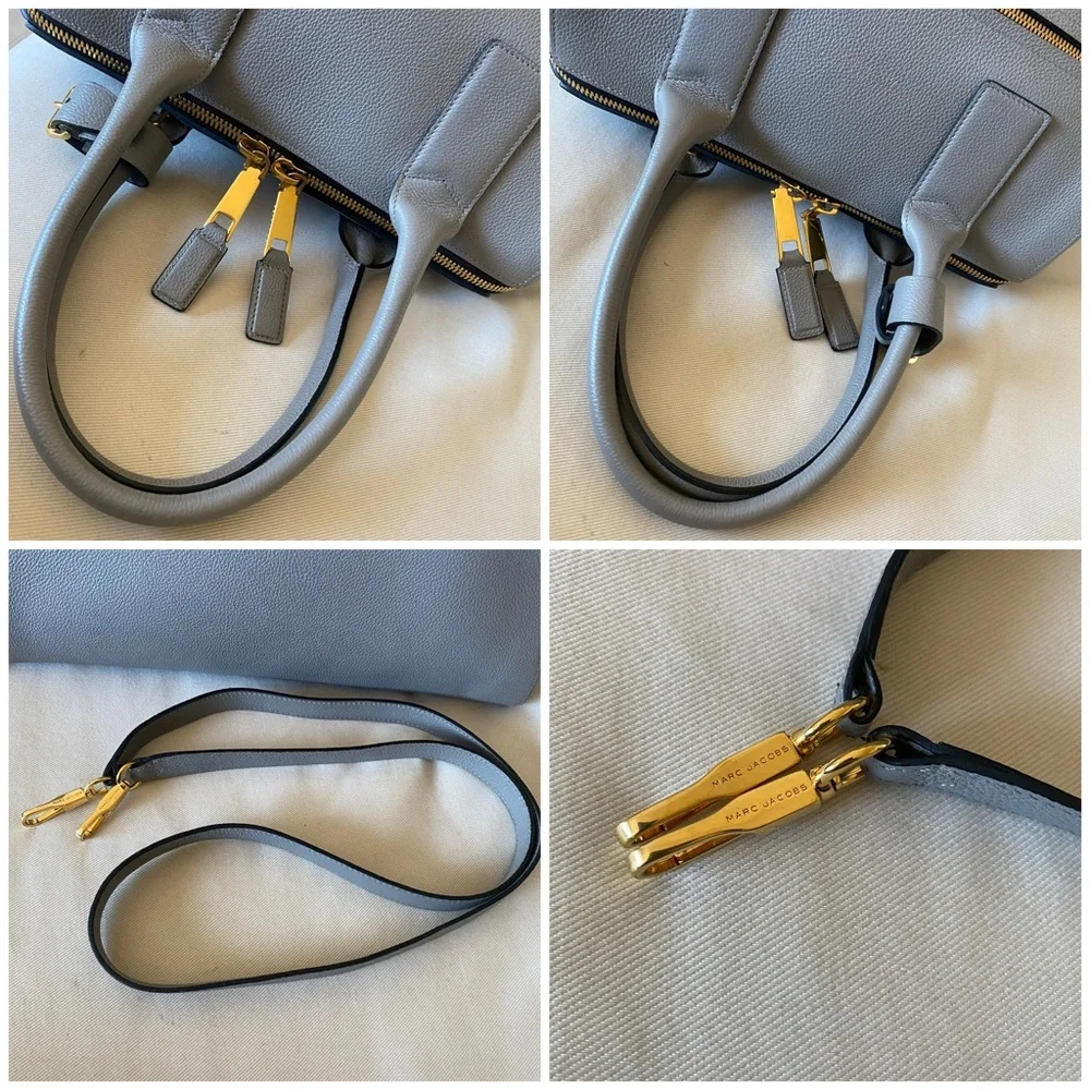 Auth Marc Jacobs Italy Medium Incognito Satchel Bag Grey Gold - Picture 11 of 14